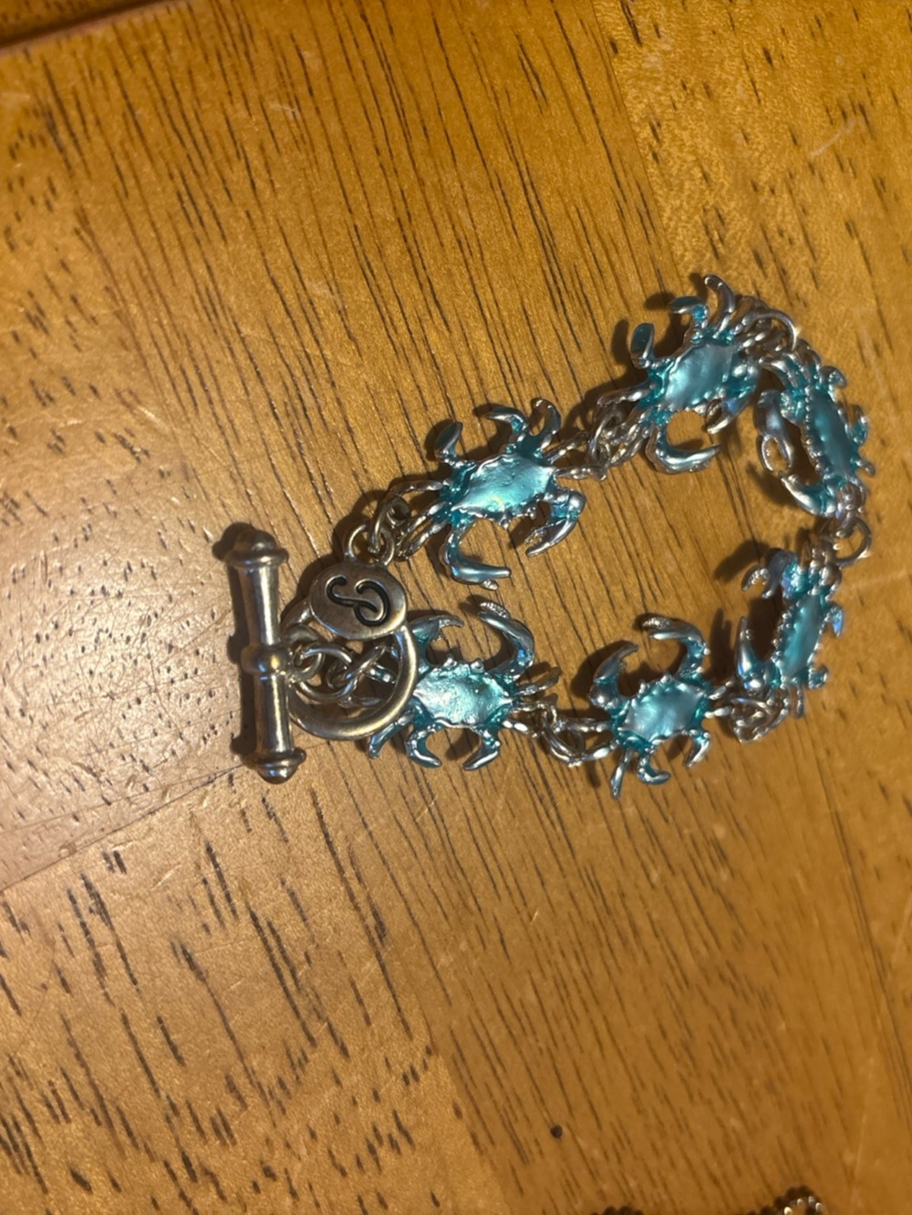 Silver-Tone Turquoise Crab Link Bracelet